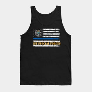 US Army 1st Special Forces Group American Flag De Oppresso Liber SFG - Gift for Veterans Day 4th of July or Patriotic Memorial Day Tank Top